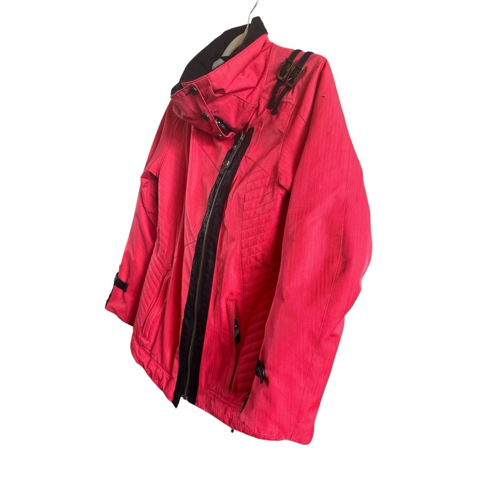 Vintage Obermeyer‎ Hot Pink Woman's Size 6 Ski Jacket Faux Leather Accents Retro - Picture 2 of 16